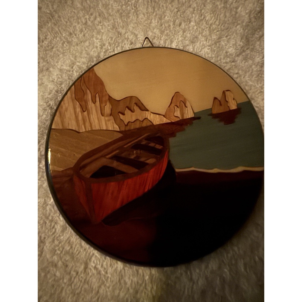 Miss Bellevue Small Round Wood Boat Plaque Decorative Wall Hanging Made in Italy